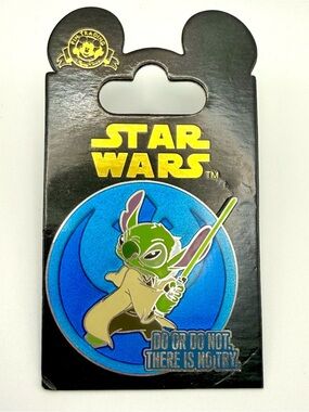 Disney-Pin Trading-Star Wars-Stitch as Yoda-“Do or Do Not There is No Try”-NWT